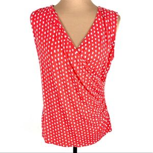 Faux wrap polka dot top